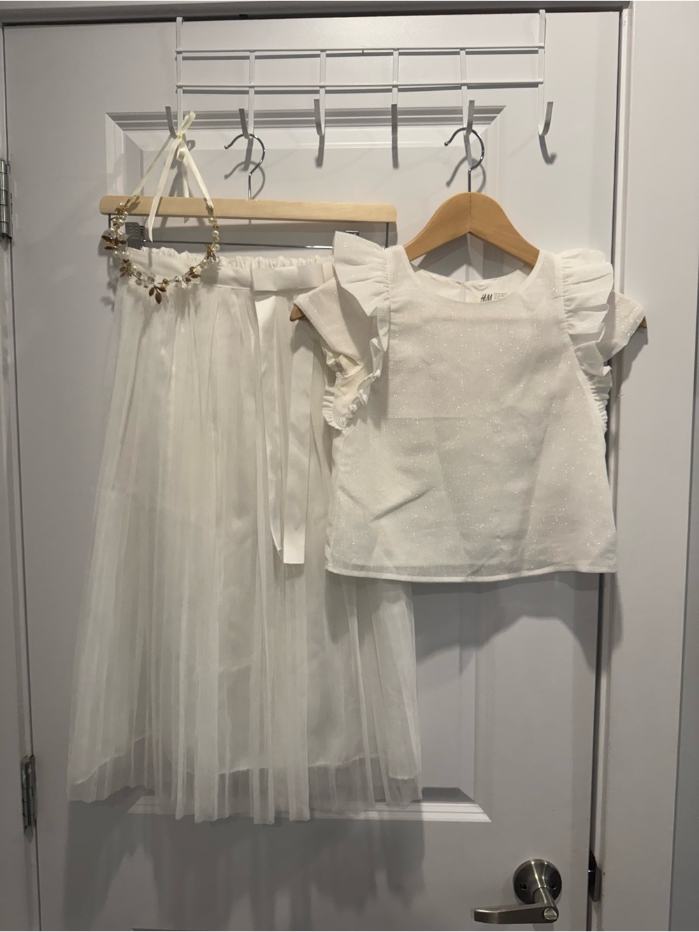 3-piece ensemble perfect for first holy communion: White Tulle Skirt and Top Set